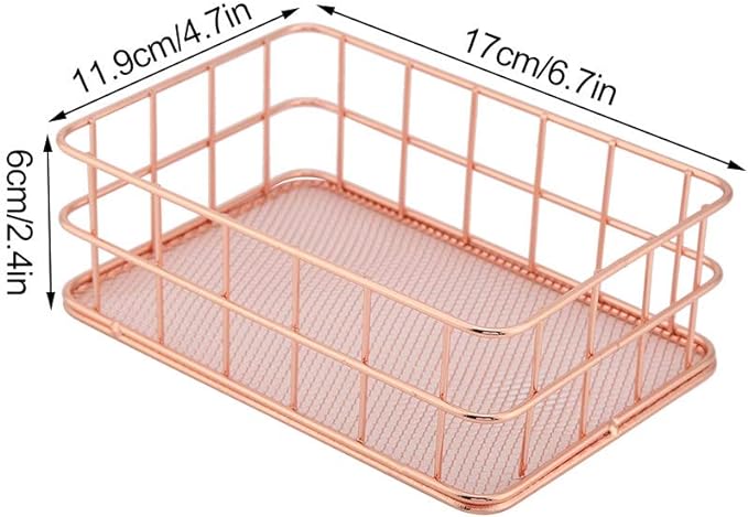 Rose Gold Metal Storage Basket