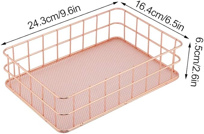 Rose Gold Metal Storage Basket