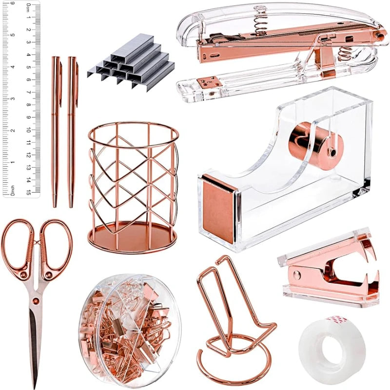 Rose Gold Acrylic Office Supplies Set