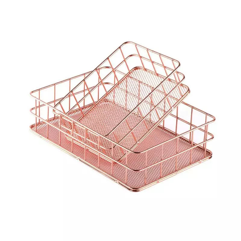 Rose Gold Metal Storage Basket